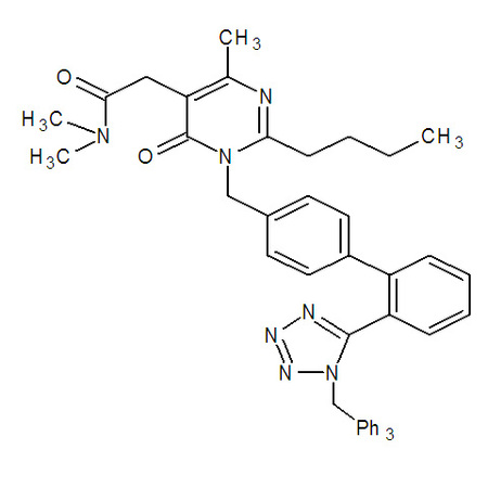 2-n-Butyl-5-dimethylaminocarbonylmethyl-6-methyl-3-{2’-((N-triphenyl-methyl) tetrazol-5-yl)biphenyl-